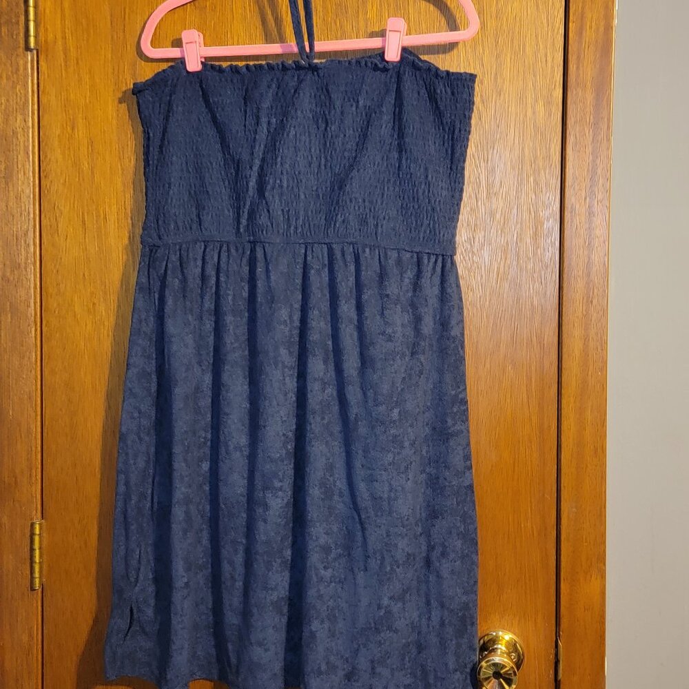 Cato Navy Covertible Strapless Beach Coverup Dress Terry Lounge Live Well 18 20